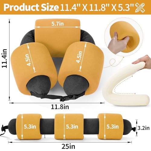 3-Ring Memory Foam Travel Neck Pillow It has obtained a Patent. The Three Rings can be movably Adjusted to Provide Flexible Support for The Neck, Head, and Other Areas.Yellow - color: Yellow