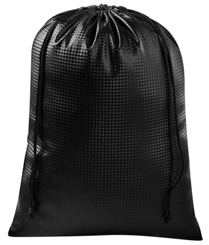 PALTERWEAR Tech-Weave PU-Coated Drawstring Bags (Set of 5) Water-Resistant, Directional-Stretch Travel Organizers for Gym, Shoes, Toiletries, Tech Gear - Durable, Wipe-Clean (Black 3D, 10 x 15 Inch) - size: 10 x 15 Inch