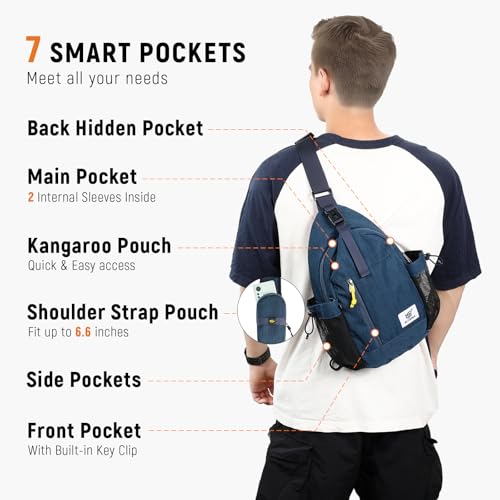 SKYSPER Sling Bag Anti-Theft Crossbody Bag RFID Travel Cross Body Shoulder Sling Backpack - color: Darkblue