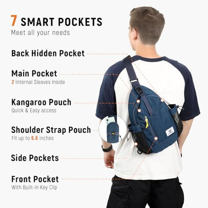SKYSPER Sling Bag Anti-Theft Crossbody Bag RFID Travel Cross Body Shoulder Sling Backpack - color: Darkblue