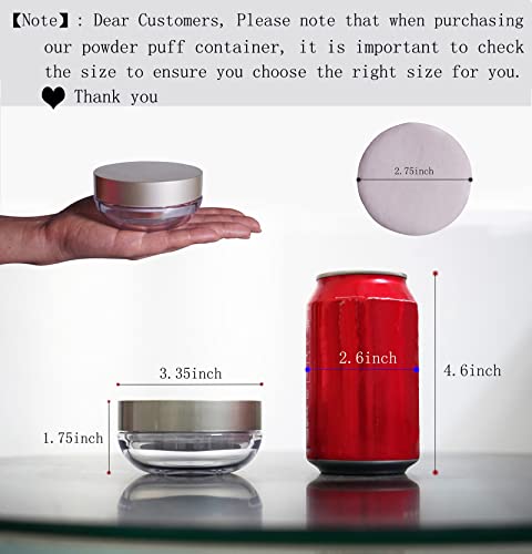 Powder Puff Reusable Empty Makeup Container with Elasticated Net Sifter for Setting Powder, Face Powder, Travel and Daily Use