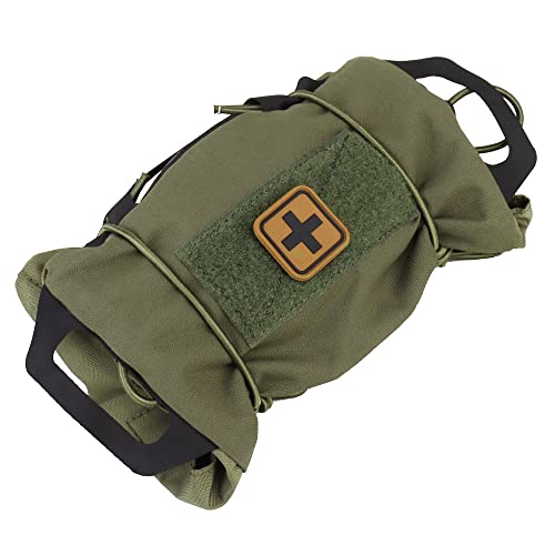 SABADO Rapid/Quick Deploy First Aid Kit Pack Tactical IFAK Pouch Two-Piece System Med Roll Carrier Hypalon Handle Outdoor Sport Hunting Bag - color: Ranger Green-87