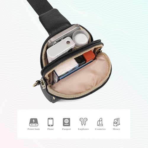 INICAT Anti Theft Crossbody Bags for Women Travel Small Sling Bag Fanny Packs Cross Body Purses Everyday - color: Rich Black Antitheft, size: Large
