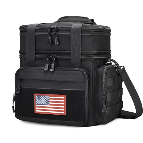 Gafetrey Tactical Lunch Box for Men, Insulated Lunch Bag Adult, Thermal Lunchbox Leakproof Waterproof Cooler Bag, Large Lunch Pail for Work Office Camping Travel (Black) - color: A-Black, size: 15L
