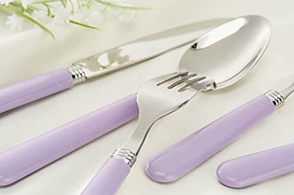 ANNOVA Stainless Steel Colorful Tableware Kitchen Flatware Set Utensils, Includes Dinner Knives, Forks, Spoons, Salad Forks & Dessert Spoons, Modern Rounded Shape (Lilac, 20 Pieces) - color: Lilac