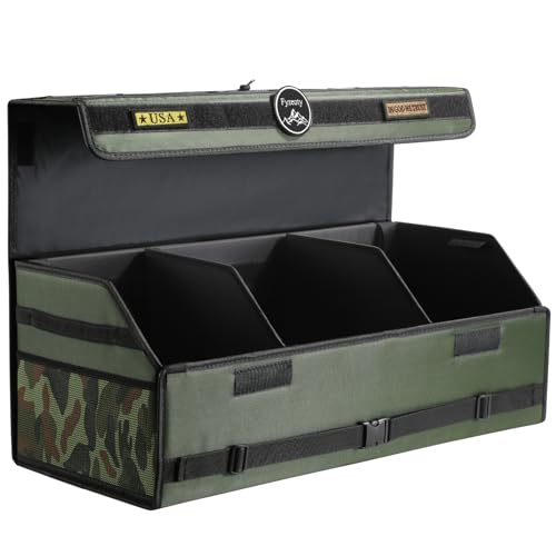 Fyzeoty Car Organizers and Storage - Trunk Organizer for Suv Car,Car Trunk Oxford Fabric Storage Box,Extra Large,Customizable Tactical Lid,Collapsible and Adjustable Tactical-Green - color: Tactical-Green, size: Extra Large