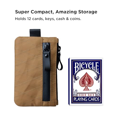 ALPAKA Zip Pouch Coyote Brown X-Pac - RFID-Blocking Small Cash and Card Zip Wallet with Carbon Neutral, Weatherproof Fabrics, YKK Zipper, EDC Pouch for Men Travel - color: Coyote Brown