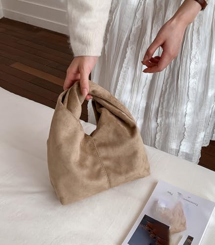 Slouchy Suede Crescent Crossbody Purses Women Cute Hobo Bags Trendy Satchels Underarm Shoulder Bag Travel Tote Handbag 2026 - color: A Suede Khaki-no Strap