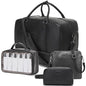 Wogarl Weekender Bag for Women Men Large Overnight Bag Travel Duffel Bag with Shoe Compartment Toiletry Satchel Bag Carry On Bag Fit 21" Laptop - color: Black