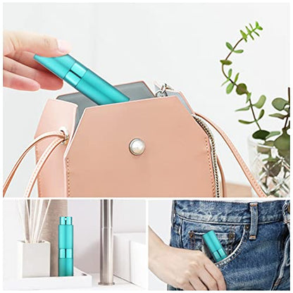 LISAPACK 8ML Atomizer Perfume Spray Bottle for Travel, Empty Refillable Cologne Dispenser, Portable Sprayer (Cyan) - color: Cyan