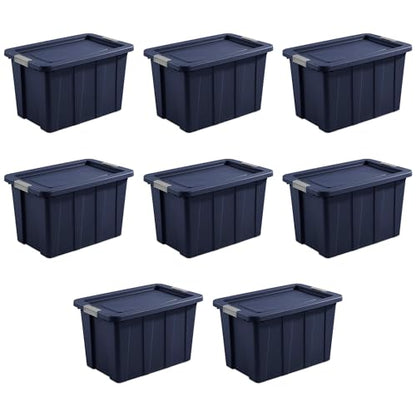 Sterilite 8-Pack Storage Bins with Lids, Heavy Duty Totes, Tuff1, 30 Gallon, Dark Indigo - color: Dark Indigo, size: 30 Gallon (8 Pack)