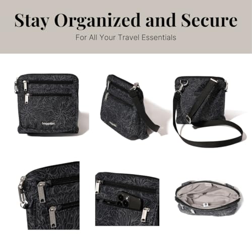 Baggallini Securtex Anti-Theft Crossbody - color: Midnight Blossom Print