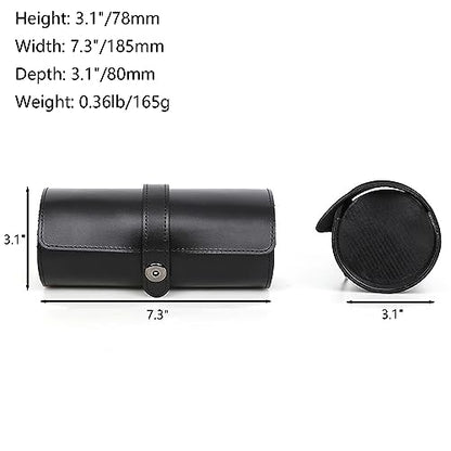 Personalized Custom Name Watch Case Roll Organizer, Luxury Genuine Leather Travel 3-Watches Case For Watch/Bracelet (07 Black) - color: 07 Black