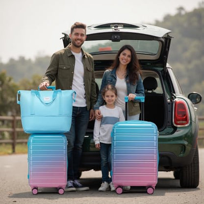 LARVENDER Luggage Sets 5 Piece Hardside Expandable Suitcase with Wheels Lock,PC+ABS Hardside Lightweight Rolling Suitcase for Women and Men,Cotton Candy - color: Cotton Candy, size: 5 Piece Set (20/24/28/DB/TB)