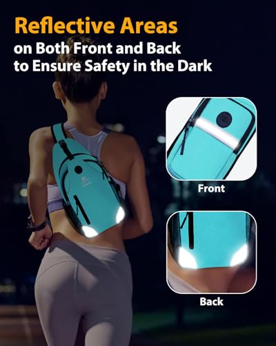 Sling Backpack for Women & Men, Crossbody Travel Bag with Water Bottle Holders, 17 Pockets, Quick-Access Phone Pocket, Hidden Security Pocket, Fits 11" Tablet, for Daily Carry, Travel, Theme Parks - color: D-teal