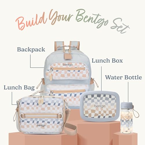 Bentgo Kids Lunch Bag (Whimsy & Wonder Collection) - Durable, Double-Insulated Lunch Bag for Kids 3+; Holds Lunch Box/Water Bottle/Snacks; Water-Resistant Fabric & Zip Pockets (Checker Gradient) - color: Checker Gradient