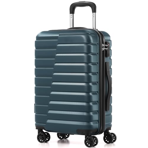 Coolife Carry On Luggage Airline Approved with Wheels Hard Shell Suitcase Spinner TSA Lock Telescopic Handle (20-inch-Teal blue) - color: Teal blue, size: Small(20in)
