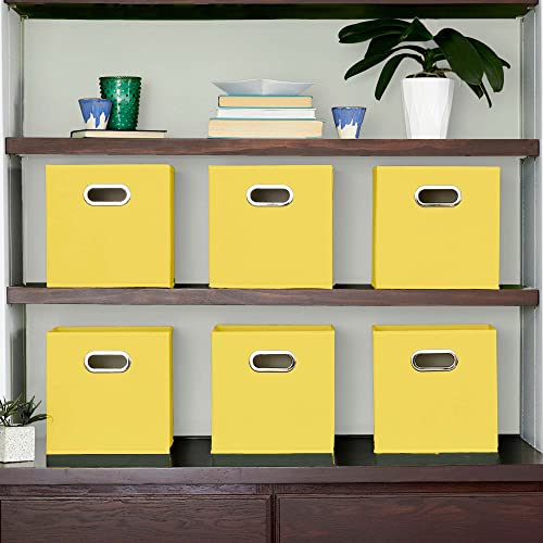 Household Essentials 6 ct Open Fabric Cube Storage Bins, Golden Yellow - color: Golden Yellow, size: 11” L x 11” W x 11” H