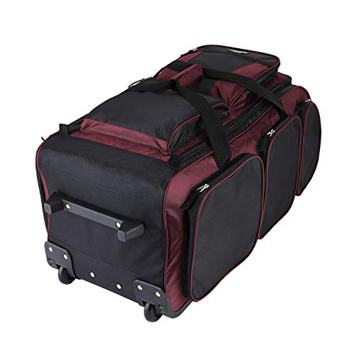 Travelers Club Xpedition 30 Inch Multi-Pocket Upright Rolling Duffel Bag - color: Crimson Red