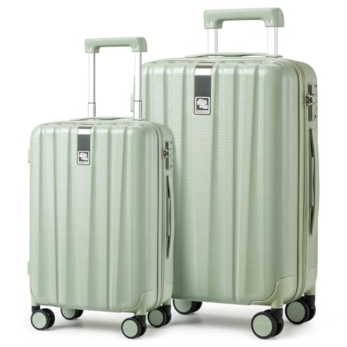 Hanke Luggage Sets 2 piece Carry On Luggage with Wheels PC Hard Shell Suitcases Lightweight Checked Travel Luggage Large Travel Suitcase Woman Men 20/29 Inch(Bamboo Green) - color: Bamboo Green, size: 2 Piece Set（20/29）