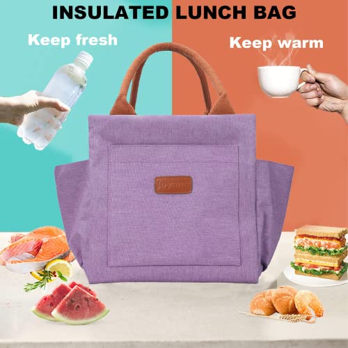 Joymee Lunch Bag Women, Reusable Leakproof Insulated Lunch Box- Purple | Large Capacity, Bottle Holder & Side Pockets, Leakproof Insulated Design, for Work, Travel, Picnic, for Adult - color: 04 Purple