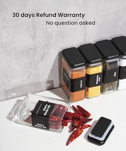 APT 1101 Glass Storage Jars with Bamboo Lid, glass canisters with airtight lids, Clear jars with lids for Spice, Cookie, Candy, Tea, Coffee Bean and Rice (Black, 4oz, set of 12) - color: Black