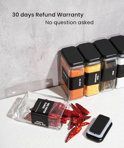 APT 1101 Glass Storage Jars with Bamboo Lid, glass canisters with airtight lids, Clear jars with lids for Spice, Cookie, Candy, Tea, Coffee Bean and Rice (Black, 4oz, set of 12) - color: Black