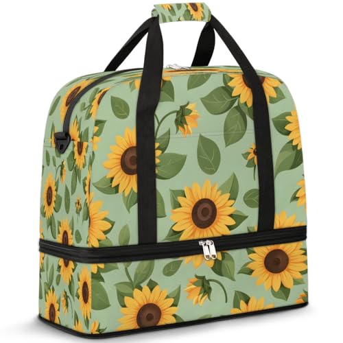 Travel Duffel Bag Lovely Sunflowers Weekender Bag with Shoe Compartment Foldable Overnight Bags for Travel Sports Lightweight Gym Bags for Men Women - color: Lovely Sunflowers