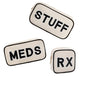 RSRSLEII 3Pcs Canvas Rx MEDS STUFF Packages, Cute Chenille Letter Patch Drug Makeup Bag with Metal Zipper, Mini Travel First Aid Purse Organizer Machine Washable (3Pcs Bags) - color: 3Pcs Bags