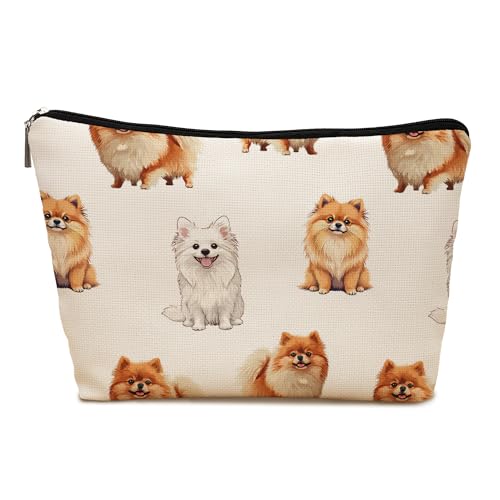 Pomeranian Dog Makeup Bag, Pomeranian Lovers Gifts Cosmetic Bag for Women, Dog Mom Lovers Owner Gifts for Women Christmas, Pet Lover Gift Zipper Travel Makeup Pouch for Purse - color: pomeranian