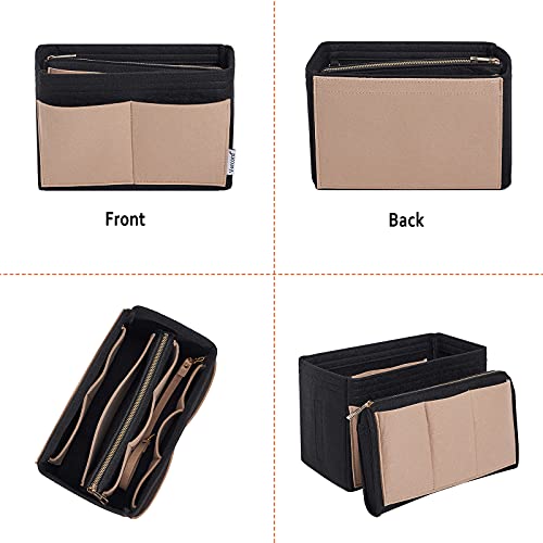 Vercord Felt Organizer Insert For Purse Handbag Tote Bag In Bag Inside Shaper Divider Neo Black & Beige Small - color: A Black & Beige, size: Small