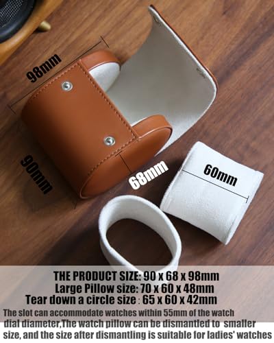 Watch Roll Travel Case for Men and Women with Suede Lining Watch Display Box Single Watch Storage and Organizer (1 Slot Light Brown) - color: 1 Slot Light Brown