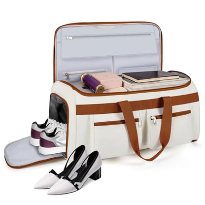 Convertible Garment Duffel Bags for Travel - Carry on Garment Duffle with Toiletry Bag Storage Bag Large Travel Duffel Bag 2 in 1 Hanging Suit Bag Weekender Bag for Men Women 3pcs Set - color: A01-white