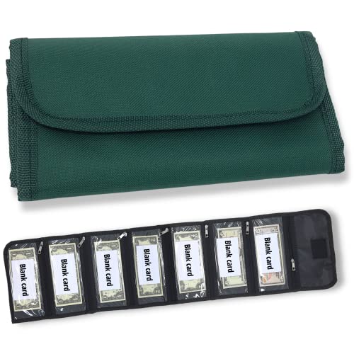 Money organizer for cash 7 slots money holder with blank card, Cash holder wallet organizer for Budgeting, Traveling, Saving, Receipts, Coupons and Tips (Green) - color: Green