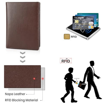 Polare Luxury RFID Blocking Leather Passport Holder Travel Wallet For Men and Women (Coffee) - color: Coffee