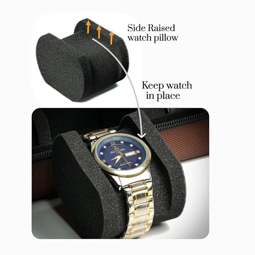 2 slots watch case for travel and storage, hard Watch Roll Organizer holder for Men and Women with microfiber lining - size: 2 slots