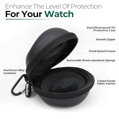 Ohuhu Travel Watch Case for Men Women - Portable Single Watch Storage Organizer with 56mm Heightened Design Fits Wristwatches & Smartwatches Ideal Gift for Father's Day Christmas Birthday