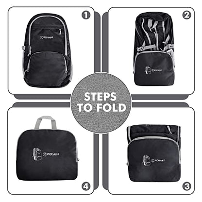 ZOMAKE Lightweight Packable Backpack 30L, Foldable Hiking Backpacks Water Resistant Compact Folding Daypack for Travel(Black) - color: Black