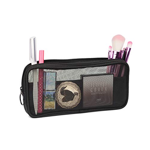 Patu Mesh Travel Toiletry Bag, Transparent Standing Pouch, Portable Shaving Washing Kits Organizer, Personal Care Trip Case, Pack of 2 (Size M), Black - size: Medium (Pack of 2)