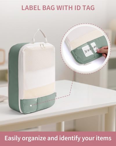 Narwey 6 Set Compression Packing Cubes for Travel, Lightweight Expandable Luggage Organizer Bags, Durable Space Saver Bags (Sage Green) - color: Sage Green