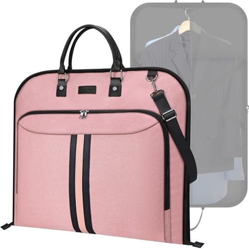 BALEINE Travel Garment Bag, Travel Suit Bag for Men, Water Resistant Carry on Garment Bag for Hanging Clothes, Garment Duffel Bag for Travel Business (Pink) - color: Pink
