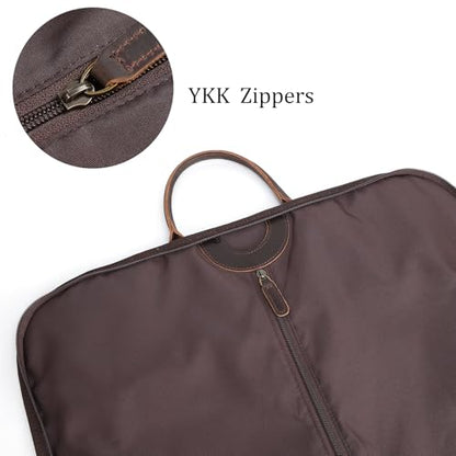 Polare Waxed Canvas Full Grain Leather Trim Garment Carry On Bag for Travel, Foldable Hanging Suitcase Weekender Dust-Proof Garment Waterproof Cover with YKK Zipper and Adjustable Strap (Army Green) - color: Army Green