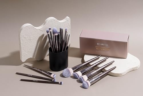 BS-MALL Makeup Brush Set 18 Pcs Premium Synthetic Foundation Powder Concealers Eye shadows Blush Makeup Brushes with black case (Coffee) - color: Coffee