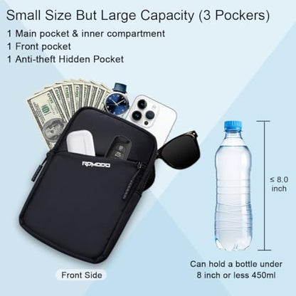 Small Sling Bag for Women Men Chest Bag Water Resistance Mini Crossbody Bag Adjustable Strap Lightweight Shoulder Bag - color: 06-black