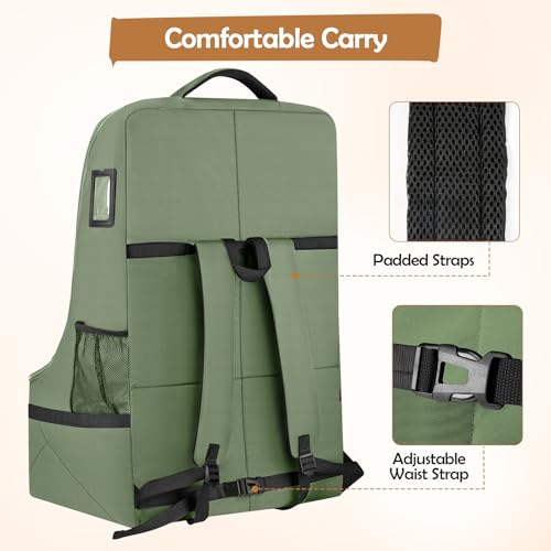 YOREPEK Padded Car Seat Bags for Air Travel, Car Seat Travel Backpack with Shoulder Straps, Gate Check Carsat Bag, Baby Travel Essentials for Flying - color: Olive Green