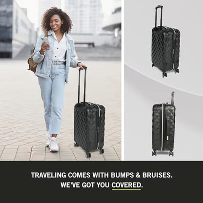 Kenneth Cole REACTION Diamond Tower Collection Lightweight Hardside Expandable 8-Wheel Spinner Travel Luggage, Black, 24-Inch Checked - color: Black, size: 24-Inch Checked