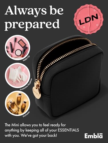 Embla Small Makeup Bag for Purse, Mini Waterproof Nylon Cosmetic Pouch, Durable and Lightweight Travel Toiletry Bag with Smooth Zipper, Black - color: Black, size: Mini