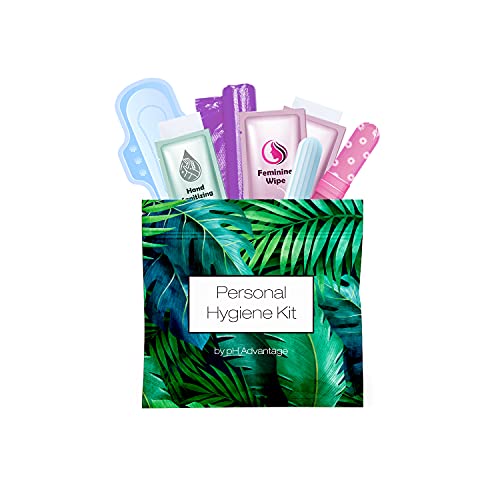Menstrual Kit All-in-One | Convenience on The Go | Single Period Kit Pack for Travelling, Tweens & Teenagers | Individually Wrapped Feminine Hygiene Products (Green Ferns) - color: Green Ferns
