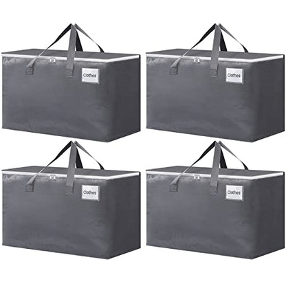 BlissTotes Large Moving Boxes and with Zippers & Handles Moving Supplies with lids, Heavy Duty Totes for Storage Bags for Space Saving, Fold Flat, Moving and Storing 125L, 4 Pack - size: 125L-4 Packs