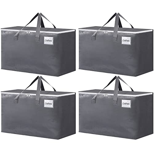 BlissTotes Large Moving Boxes and with Zippers & Handles Moving Supplies with lids, Heavy Duty Totes for Storage Bags for Space Saving, Fold Flat, Moving and Storing 125L, 4 Pack - size: 125L-4 Packs